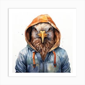 Watercolour Cartoon Partridge In A Hoodie Art Print