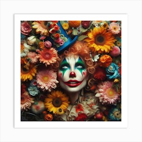 Clown In Flowers Art Print