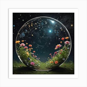 Flower Garden In A Glass Ball 1 Art Print