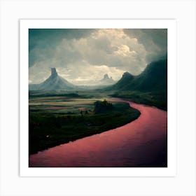 Crimson Cascades Art Print