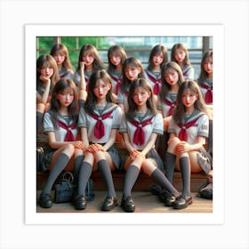 Asian Schoolgirls Art Print