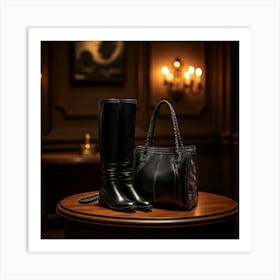 Black Boots And Handbag 1 Art Print