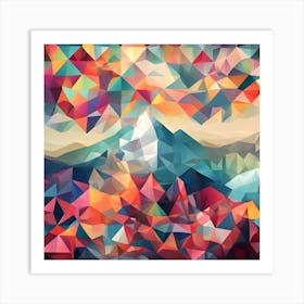 Abstract Colourful Geometric Triangles Art Print