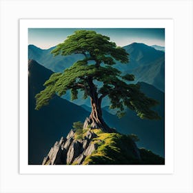 Lone Tree On Top Of Mountain 53 Art Print