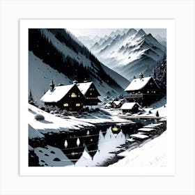 Winter Village Art Print