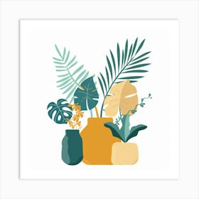 Tropical Plants In Vases Art Print
