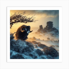 Ram In The Snow 13 Art Print