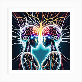 Two Brains In Love 1 Art Print