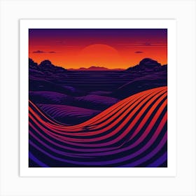 Abstract Landscape ,Colors Deep Orange , Sun set attracting color of art Art Print