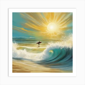 Surfer On The Beach Art Print