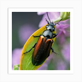 Beetle On Leaf Art Print