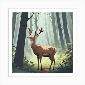 Deer In The Forest 44 Art Print