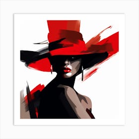 Woman In Red Hat 5 Art Print