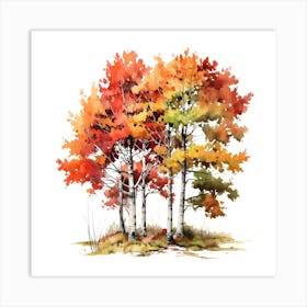 Watercolor Autumn Trees 15 Art Print