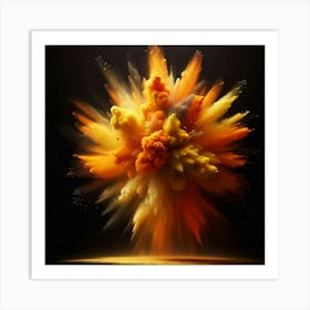 Explosion Of Orange And Yellow Powder Art Print