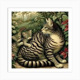 Tabby Cat 1 Purrfect Holiday Harmony AI Art Print