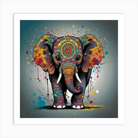 Adorably Playful Baby Elephant Art Print