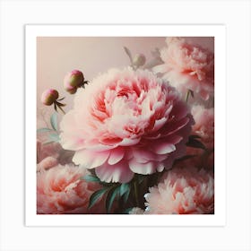 Large pink Peony flower Art Print