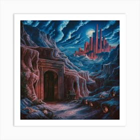 Art Reveals: Deadly Labyrinth at Night with Eerie Secrets. Art Print