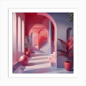 Pink And Purple Hallway Art Print