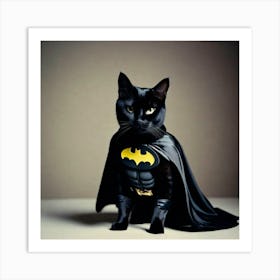 Batman Cat on Halloween Art Print