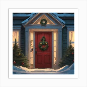 Christmas Decoration On Home Door Professional Ominous Concept Art By Artgerm And Greg Rutkowski Art Print