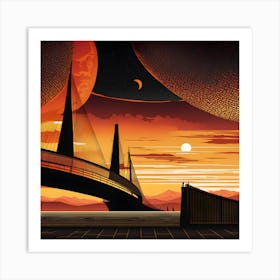 Sunset Bridge Art Print