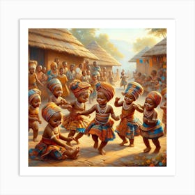 African Children Dancing Art Print