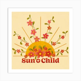 Floral Sun Child Art Print