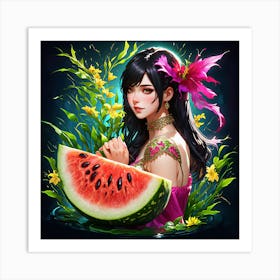 Watermelon Girl 2 Art Print