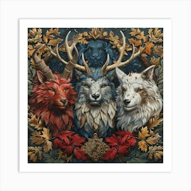 Wolf And Deer Art Print