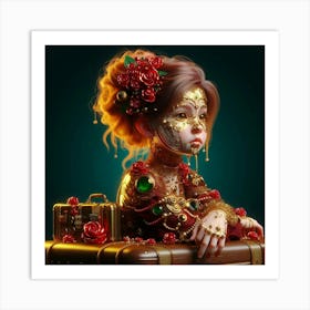 Little Girl In A Suitcase Art Print