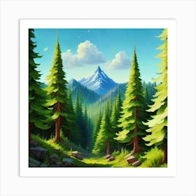 Dense forest with pine trees and marijuana 3 Art Print