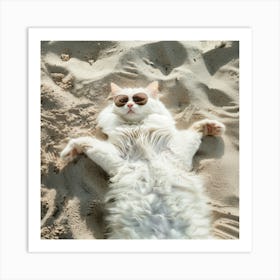 Cat In The Sand Art Print