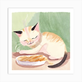 Cat Sitting On A Plate Art Print