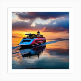 Sunset On The Bay Ferry 2 Art Print