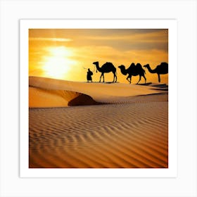 Camels In The Desert Art Print