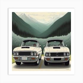 Two White Cars Art Print