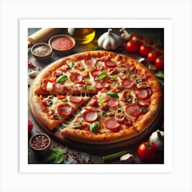 Pizza With Pepperoni Art Print