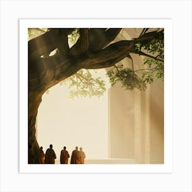 Monks Under A Tree 1 Art Print