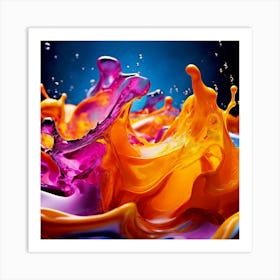 Fresh Colors Liquid 3d Design Spark Hot Palette Shapes Dynamism Vibrant Flowing Molten (26) Art Print