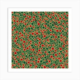 Christmas like pattern, A Pattern Featuring Abstract Geometric Shapes With Edges Rustic Green And Red Colors, Flat Art, 106 Art Print