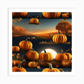 Pumpkins In The Field 1 Art Print