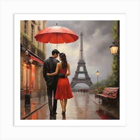 Couple In Paris Art Print