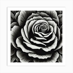 Black And White Rose Art Print