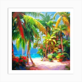 Palm Trees On The Beach Art Print