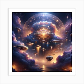 Spaceships In The Sky Art Print