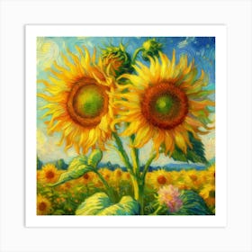 Sunflowers painting in VAN GOGH style-1 Art Print