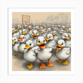 Ducks In Protest Art Print