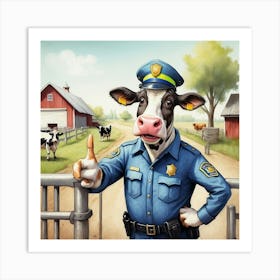 Police Officer Cow 1 Art Print